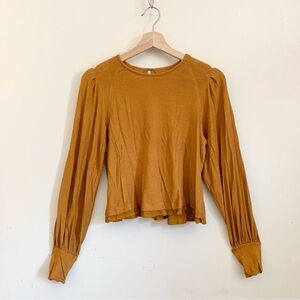 Free People Yellow Long Sleeves Blouse Top Small